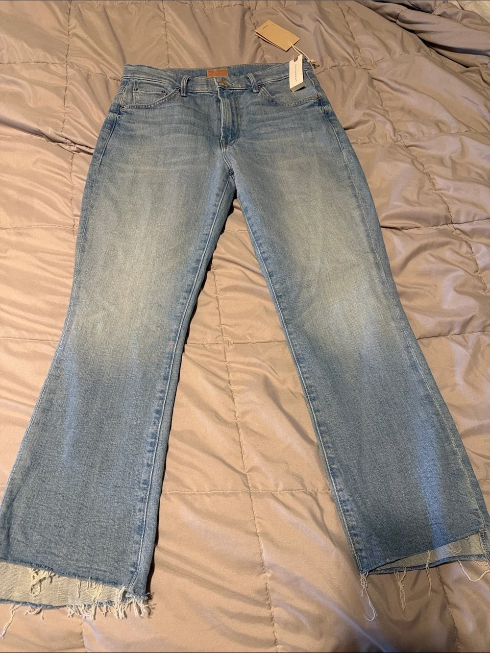 MOTHER Insider High Rise Crop Straight Step Jeans